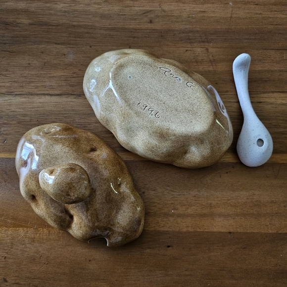 Potato Sour Cream Bowl Handmade 1996 Vintage Retro - Picture 5 of 6